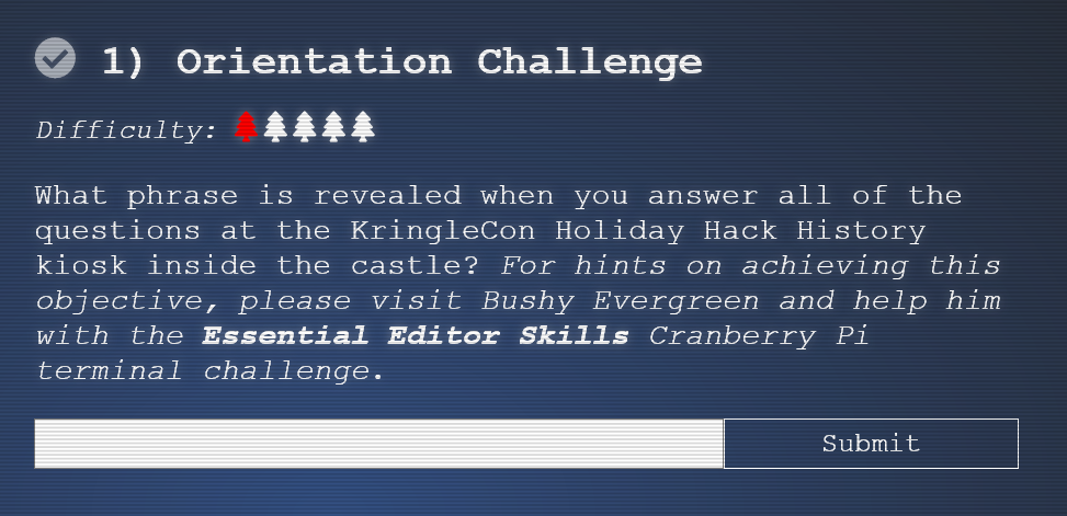 Objective 1 : Orientation Challenge