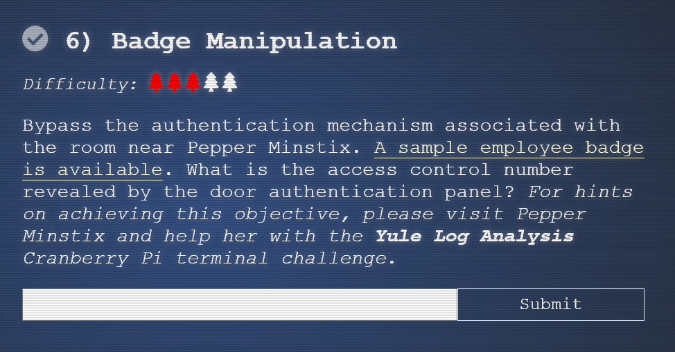 Objective 6 : Badge Manipulation