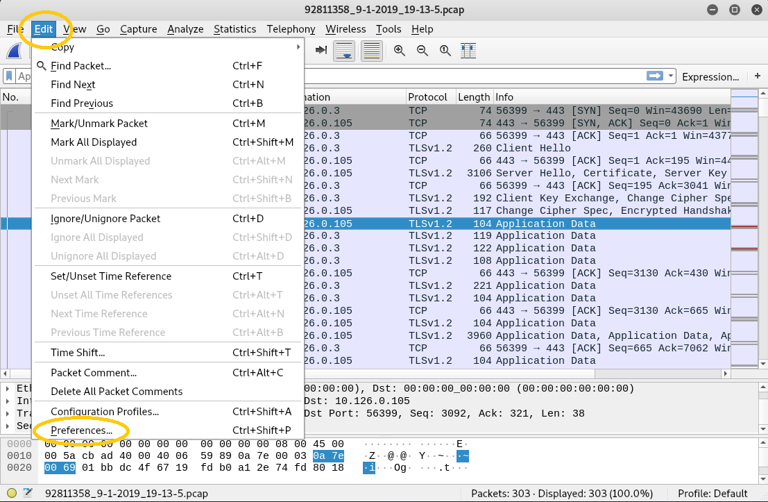 Configuring Wireshark to decypher SSL 1