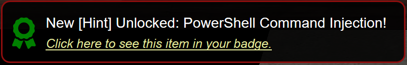 Hint : Powershell Command Injection!