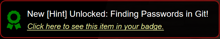 Hint : Finding Passwords in Git!