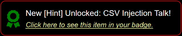 Hint : CSV Injection Talk!
