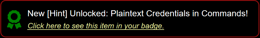 Hint : Plaintext Credentials in Commands!